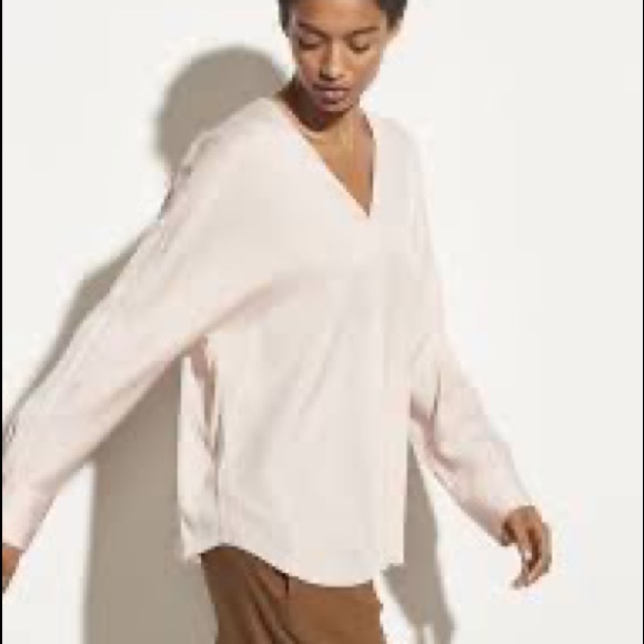 Vince V-Neck Silk Blend Popover - XS - Picture 2 of 15
